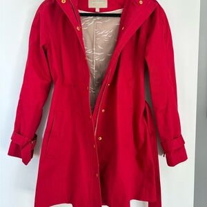 Banana Republic Bright Red Trench Coat with Hood